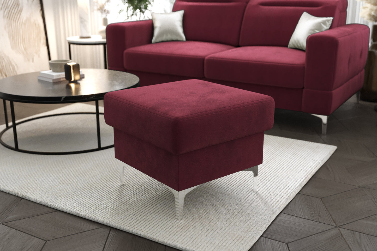 MALIBU FOOTSTOOL - Upholstered Footstool, Many Colours, 3 Sizes