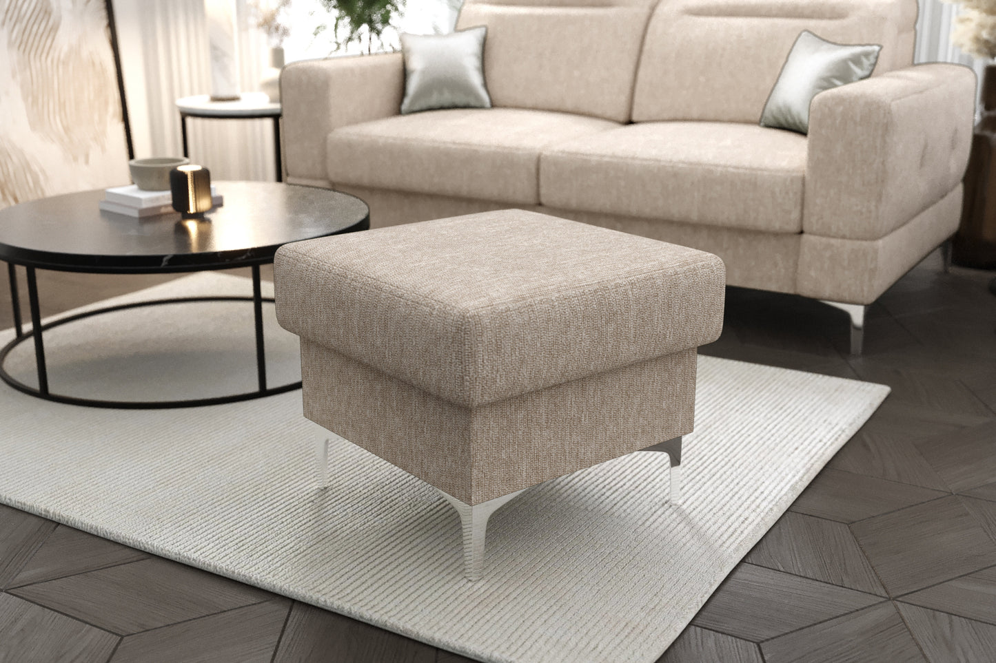 MALIBU FOOTSTOOL - Upholstered Footstool, Many Colours, 3 Sizes