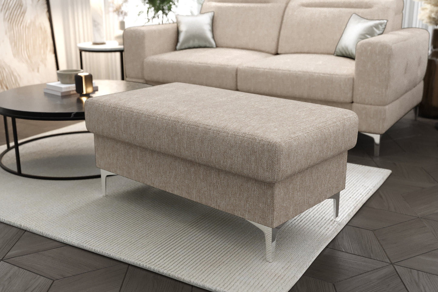 MALIBU FOOTSTOOL - Upholstered Footstool, Many Colours, 3 Sizes