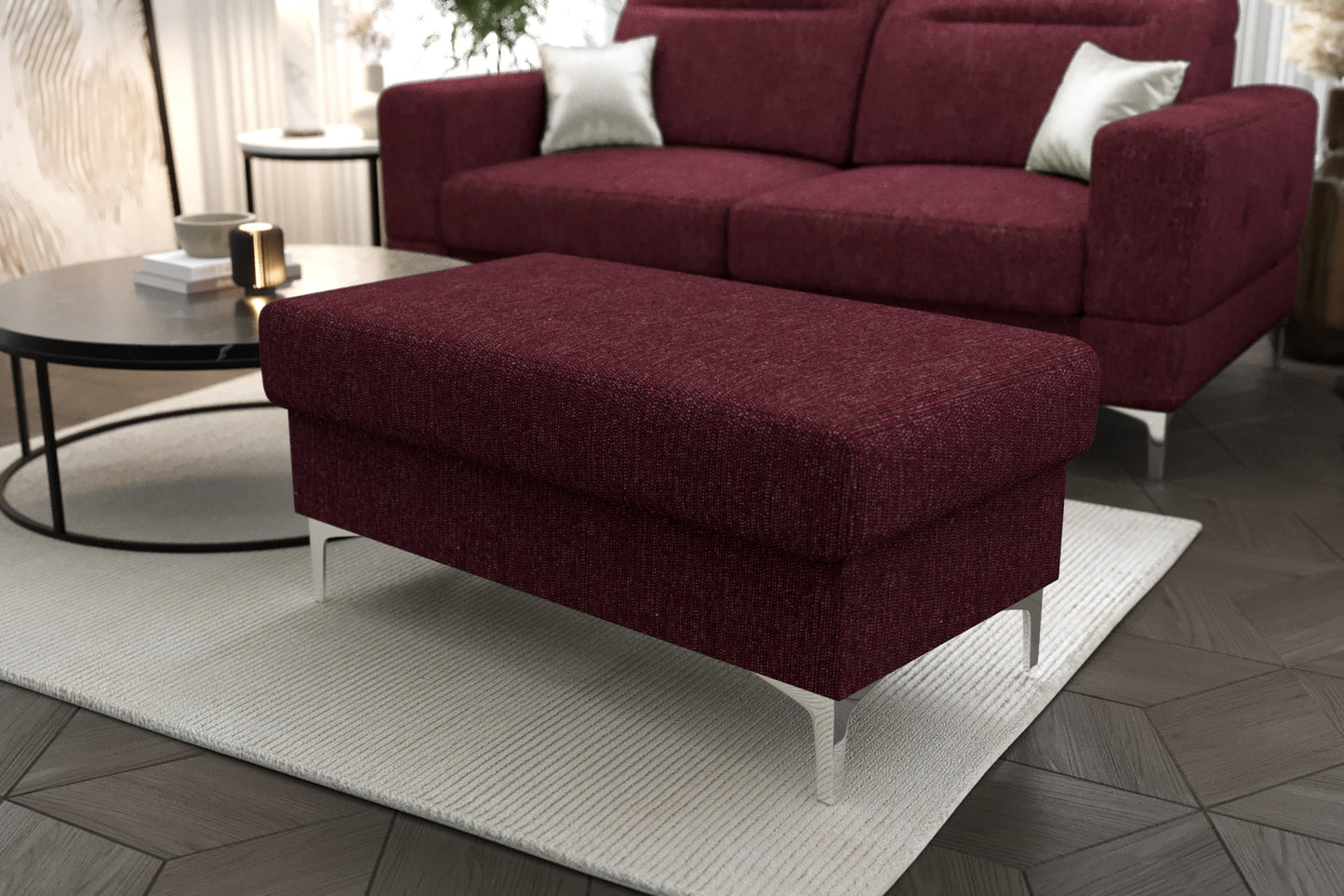MALIBU FOOTSTOOL - Upholstered Footstool, Many Colours, 3 Sizes