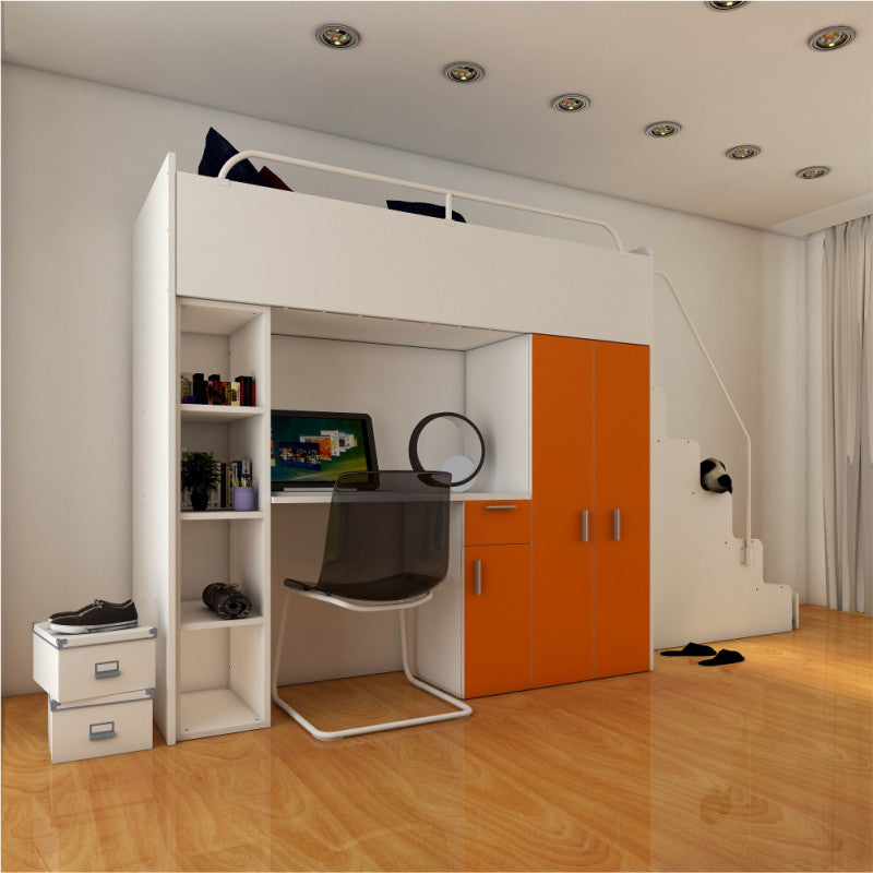 JESSICA 4S - Cabin bed set with Wardrobe, Desk and Stairs. 9 Colours