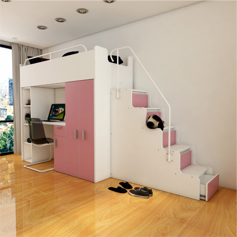 JESSICA 4S - Cabin bed set with Wardrobe, Desk and Stairs. 9 Colours