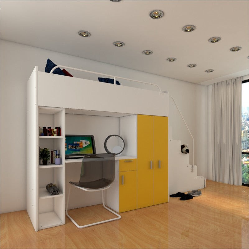 JESSICA 4S - Cabin bed set with Wardrobe, Desk and Stairs. 9 Colours