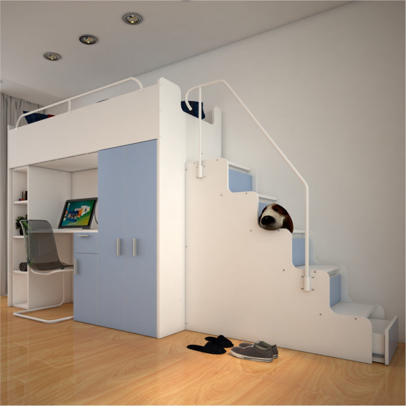 JESSICA 4S - Cabin bed set with Wardrobe, Desk and Stairs. 9 Colours