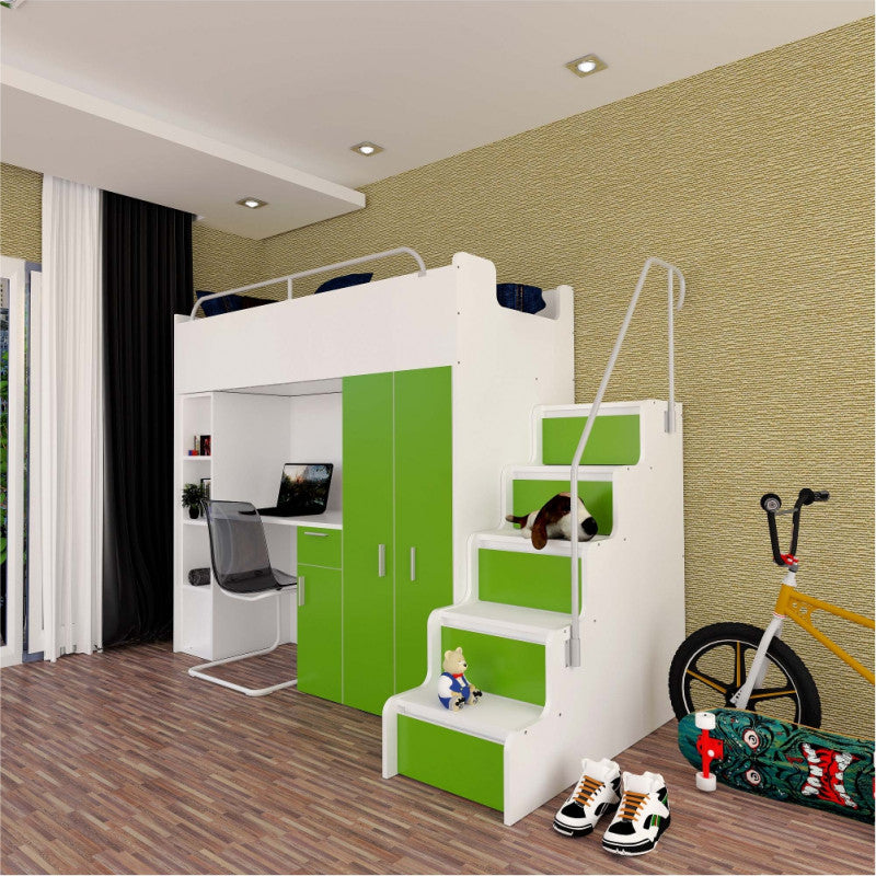 JESSICA 4S - Cabin bed set with Wardrobe, Desk and Stairs. 9 Colours