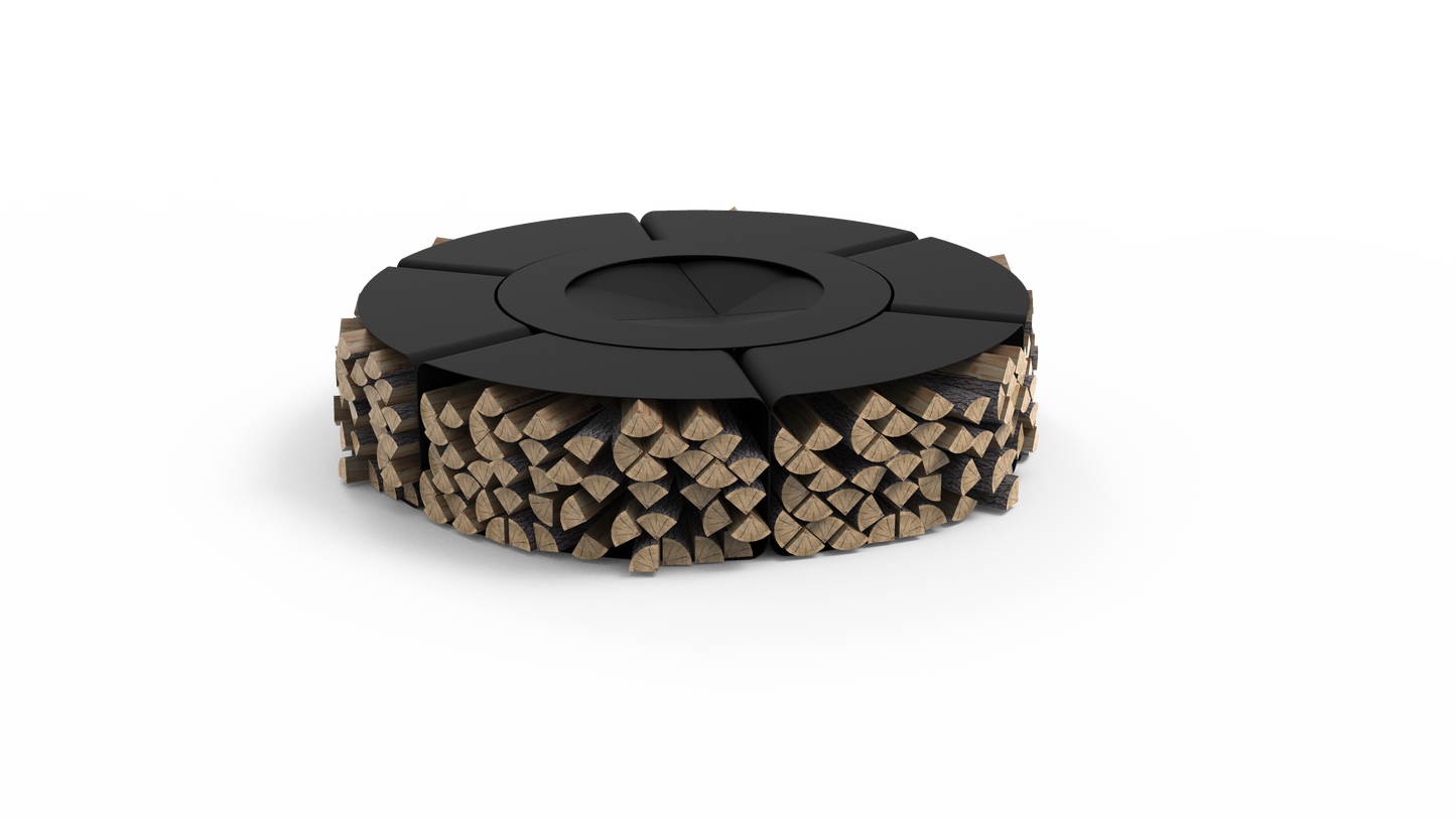 LOOP Modern Unico Fireplace Pit Garden Hearth Black Steel Outdoor 200cm or 250cm