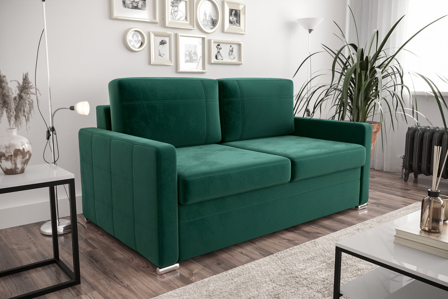 AVANTO II - Sofa 2 Seater Sleeping Function Water Repellent Modern with Metal Legs >147cm<