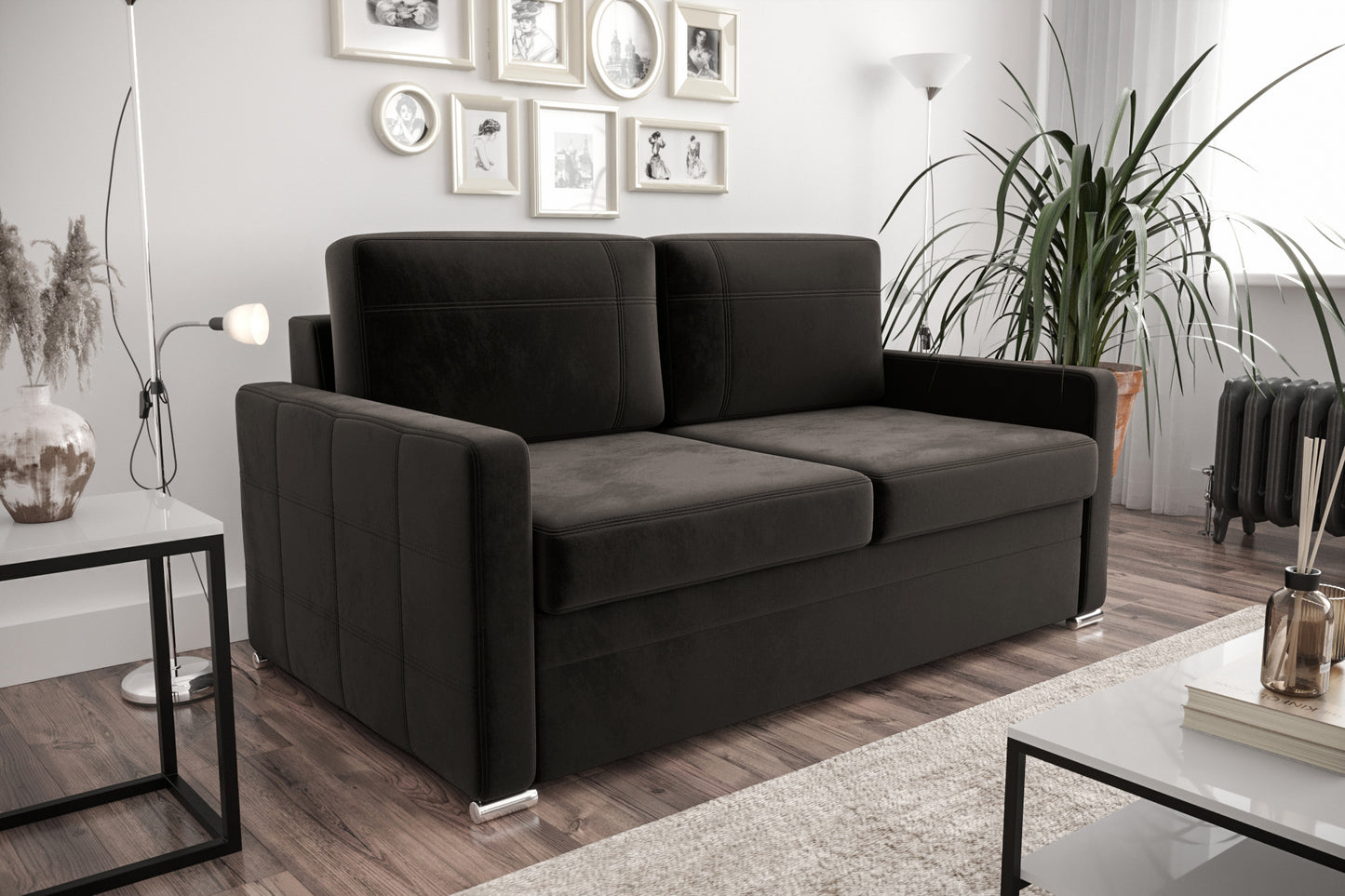 AVANTO II - Sofa 2 Seater Sleeping Function Water Repellent Modern with Metal Legs >147cm<