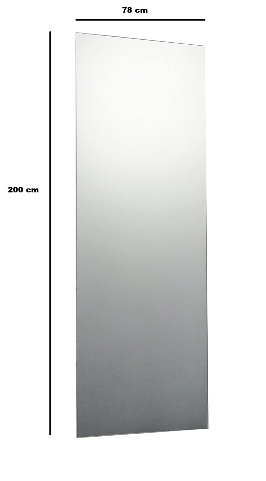 Frameless Full Length Mirror Wall Bathroom Bedroom Decor Vanity >200 x 78cm<