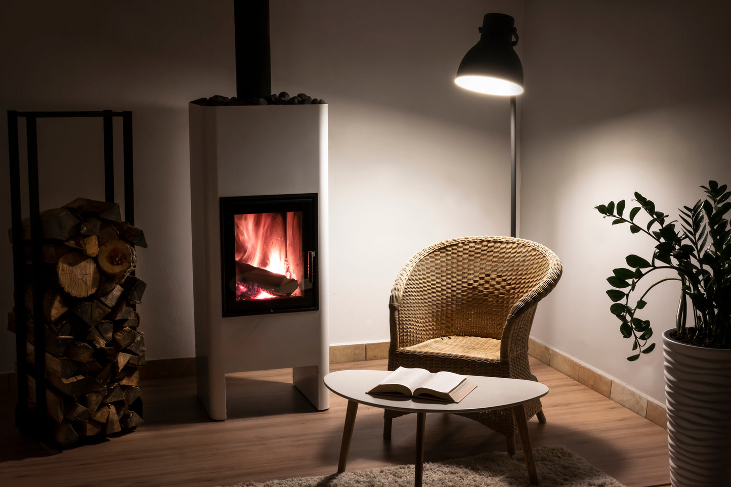 TIMO Freestanding Fireplace - Minimalist Form and High Efficiency, 2 Colours