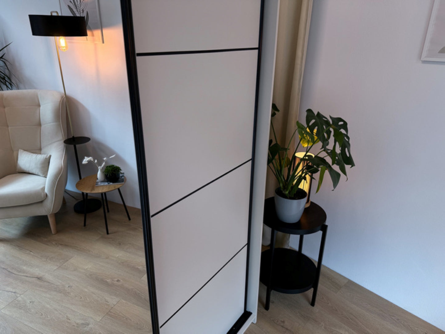 LOFT with Mirror - 3 Sliding Doors Wardrobe With Drawers Shelves 2 Rail 3 Colours 180 cm