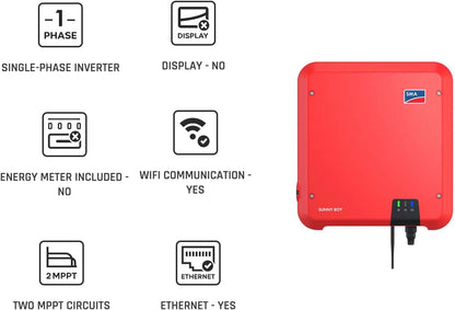 INVERTER SMA 3KW, ON-GRID, SINGLE-PHASE, 2 MPPT, NO DISPLAY, WIFI  SB3.0-1AV-41