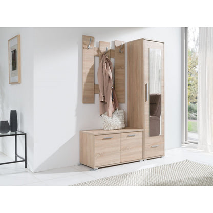 HNT hall set - Wardrobe Triple Hanger Lower Cabinet with Door Sonoma Oak  133x193 cm