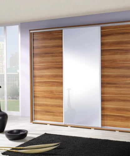 Penelope 255 - 3 sliding Doors Wardrobe With Shelves 2 Rail  Mirror Various Colour width 255 cm