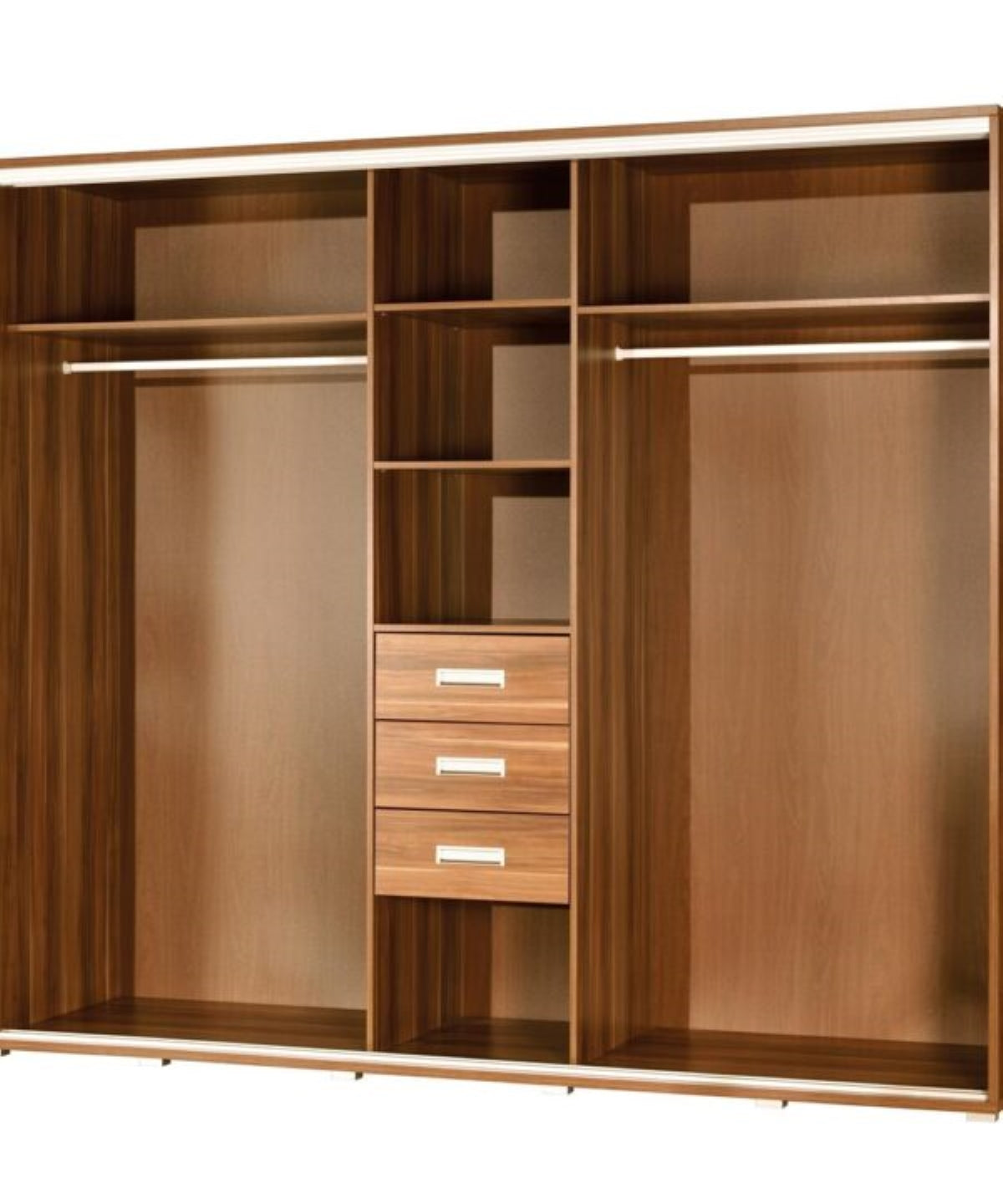 Penelope 255 - 3 sliding Doors Wardrobe With Shelves 2 Rail  Mirror Various Colour width 255 cm