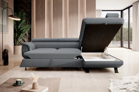 RAVEN L - Right Hand Corner Sofa Bed with Sleeping Function > Fast Delivery <