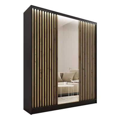 Tanyaro with Mirror - 3 sliding Doors Wardrobe With Drawers Shelves 2 Rail Various Colour width 180 cm