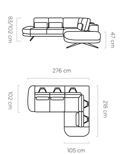 Atrille - L-Shape Corner Sofa Bed with Sleeping Function Storage Various Colour > Width 276 cm <