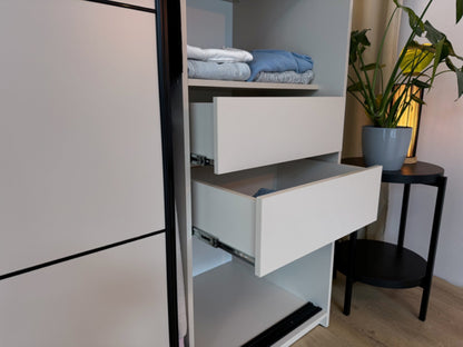 LOFT with Mirror - 3 Sliding Doors Wardrobe With Drawers Shelves 2 Rail Three Colour 250 cm