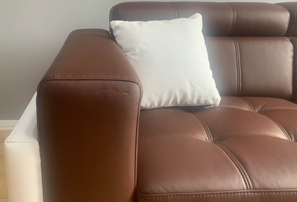 BARI 1 - Modern Corner Sofa Brown & White Right Faux Leather Adjustable Headrest Fast Delivery >272x172cm<