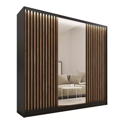 Tanyaro with Mirror - 3 sliding Doors Wardrobe With Drawers Shelves 2 Rail Various Colour width 200 cm