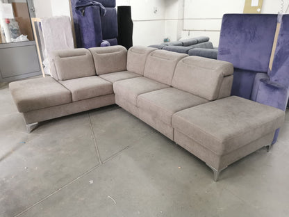OLSEN - Corner Sofa with Pull out Bed Modern Metal Legs Adjustable Headrests >295x220cm<