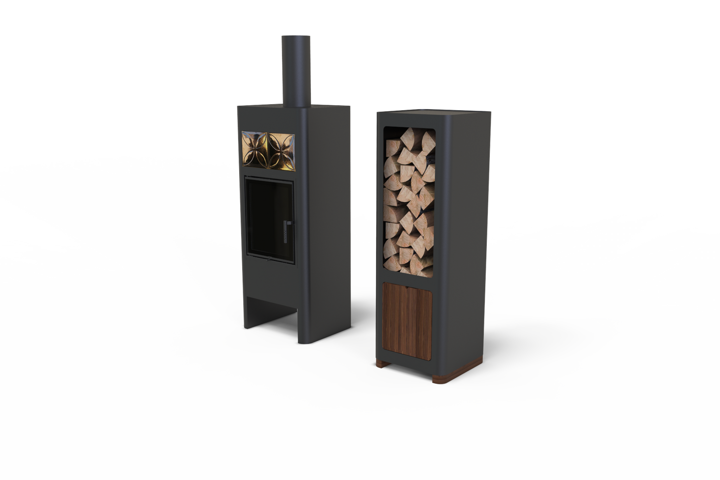 LUNA + BOX Freestanding Fireplace -  Minimalist Form and High Efficiency, 2 Colours