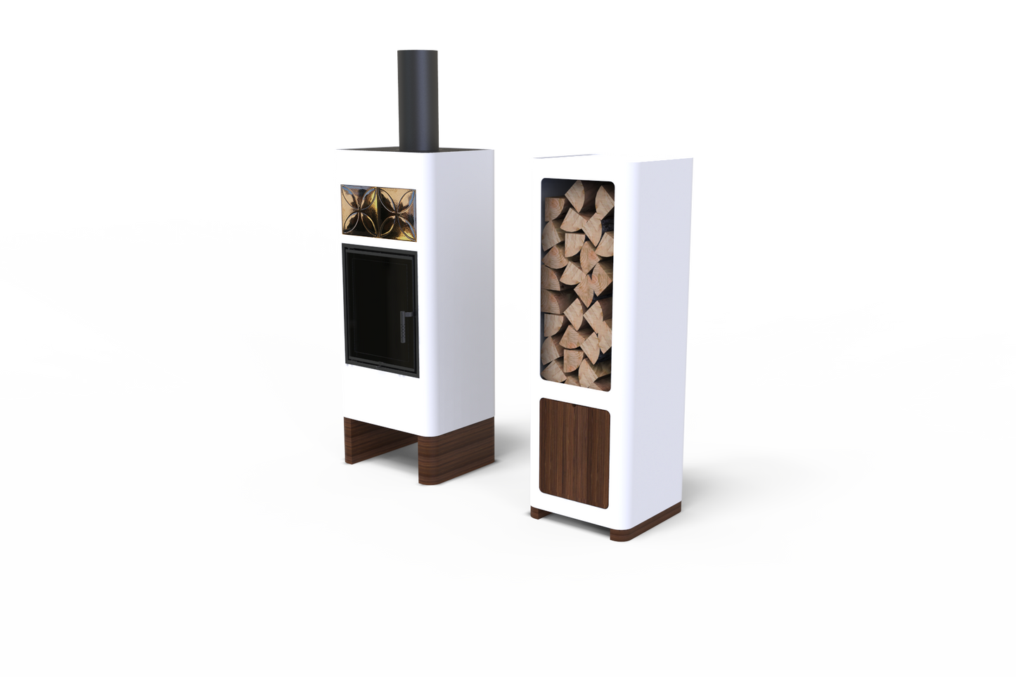 LUNA + BOX Freestanding Fireplace -  Minimalist Form and High Efficiency, 2 Colours