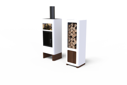 LUNA + BOX Freestanding Fireplace -  Minimalist Form and High Efficiency, 2 Colours