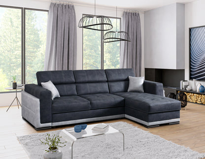 BARI 1 - Modern Corner Sofa with optional Sofa Bed Function and Storage. Various Colours >272x172cm<