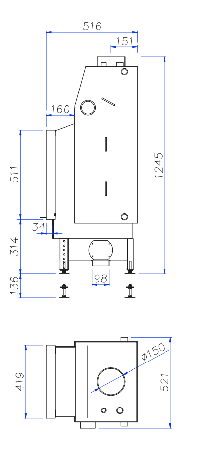 Fireplace Insert with a Water Jacket Unico Nemo 8 12KW