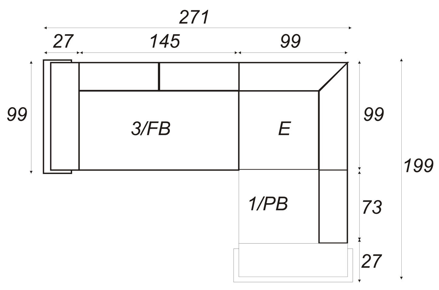 BARI 3 - Modern Corner Sofa with optional Sofa Bed Function and Storage. Various Colours >271x199cm<