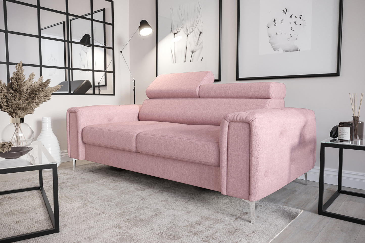 ORION II - Two Seater Sofa, Adjustable Headrests, Many Colours, 186cm