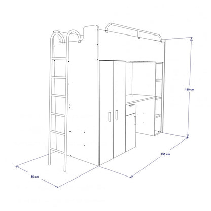JESSICA 4D - Cabin bed set with Wardrobe, Desk and Ladder - 9 Colours