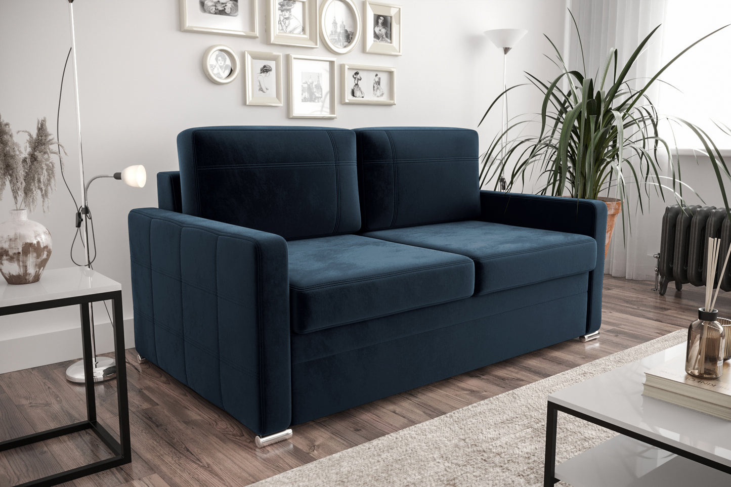 AVANTO II - Sofa 2 Seater Sleeping Function Water Repellent Modern with Metal Legs >147cm<